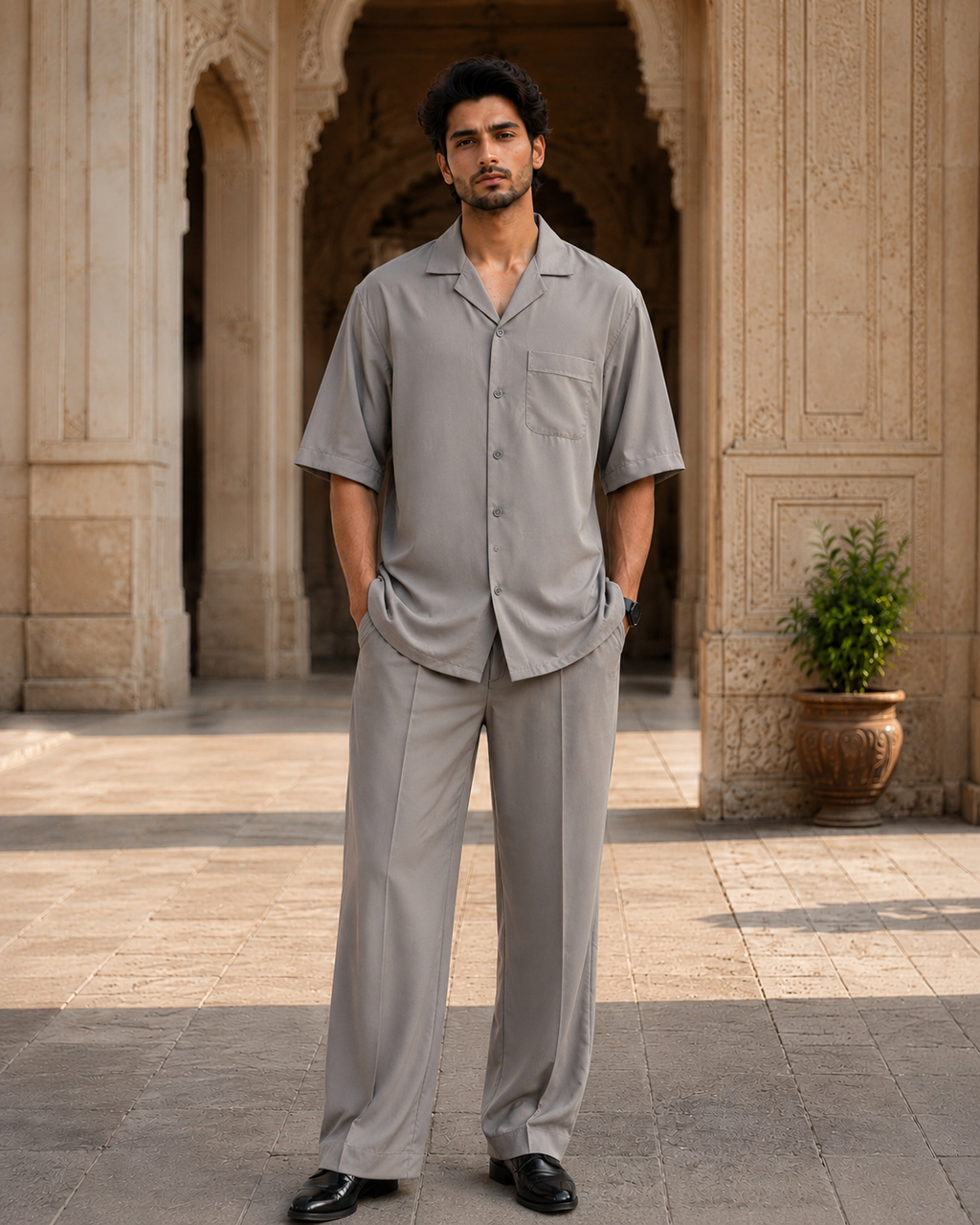 Men's Formal Co-Ord Set & Safari Suit - Grey