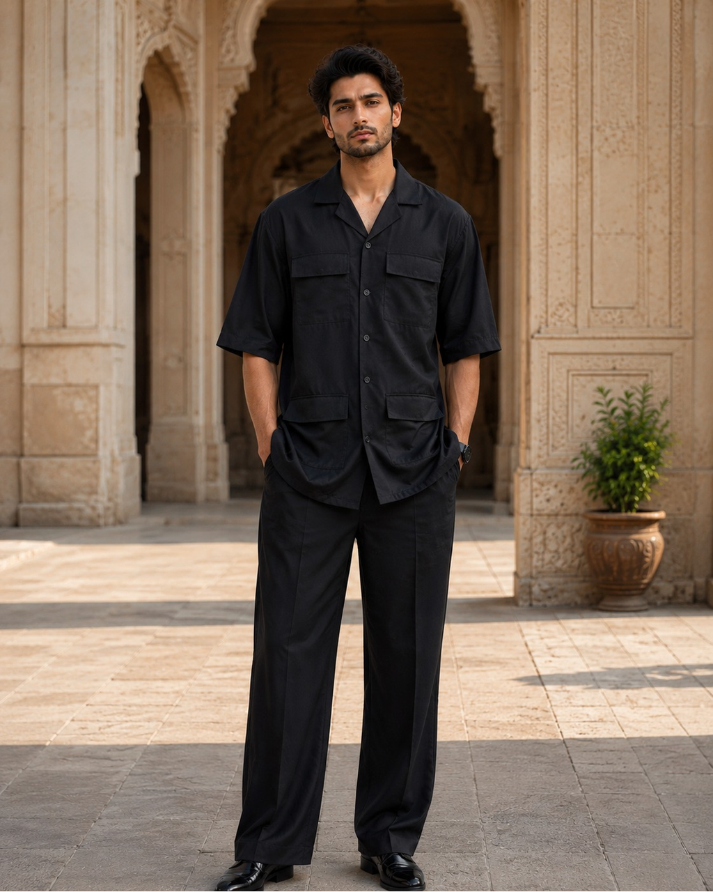 Men's Formal Co-Ord Set & Safari Suit - Black